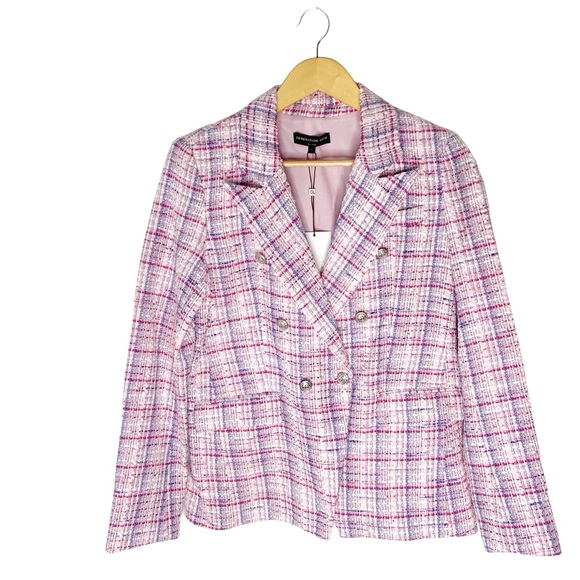 NWT Generation Love Alexa Tweed Blazer in Multi Pink Size M - Picture 2 of 5